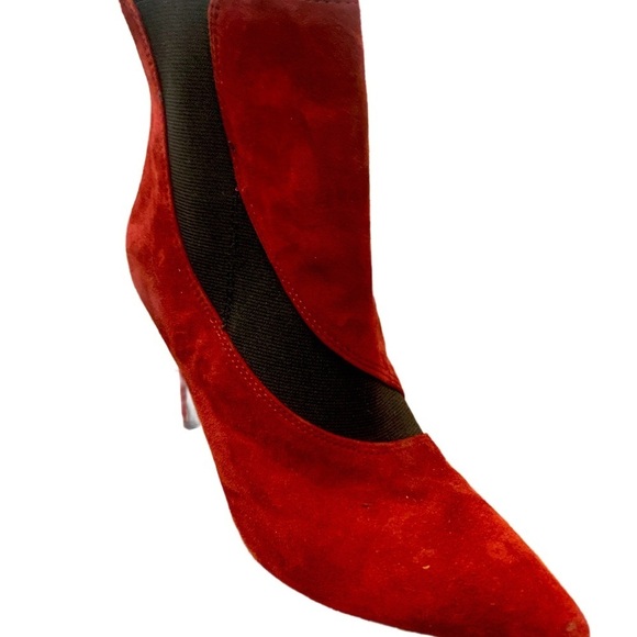 Nine West Fifer Suede Ankle Boots in Red & Black Size 6 - Picture 3 of 5
